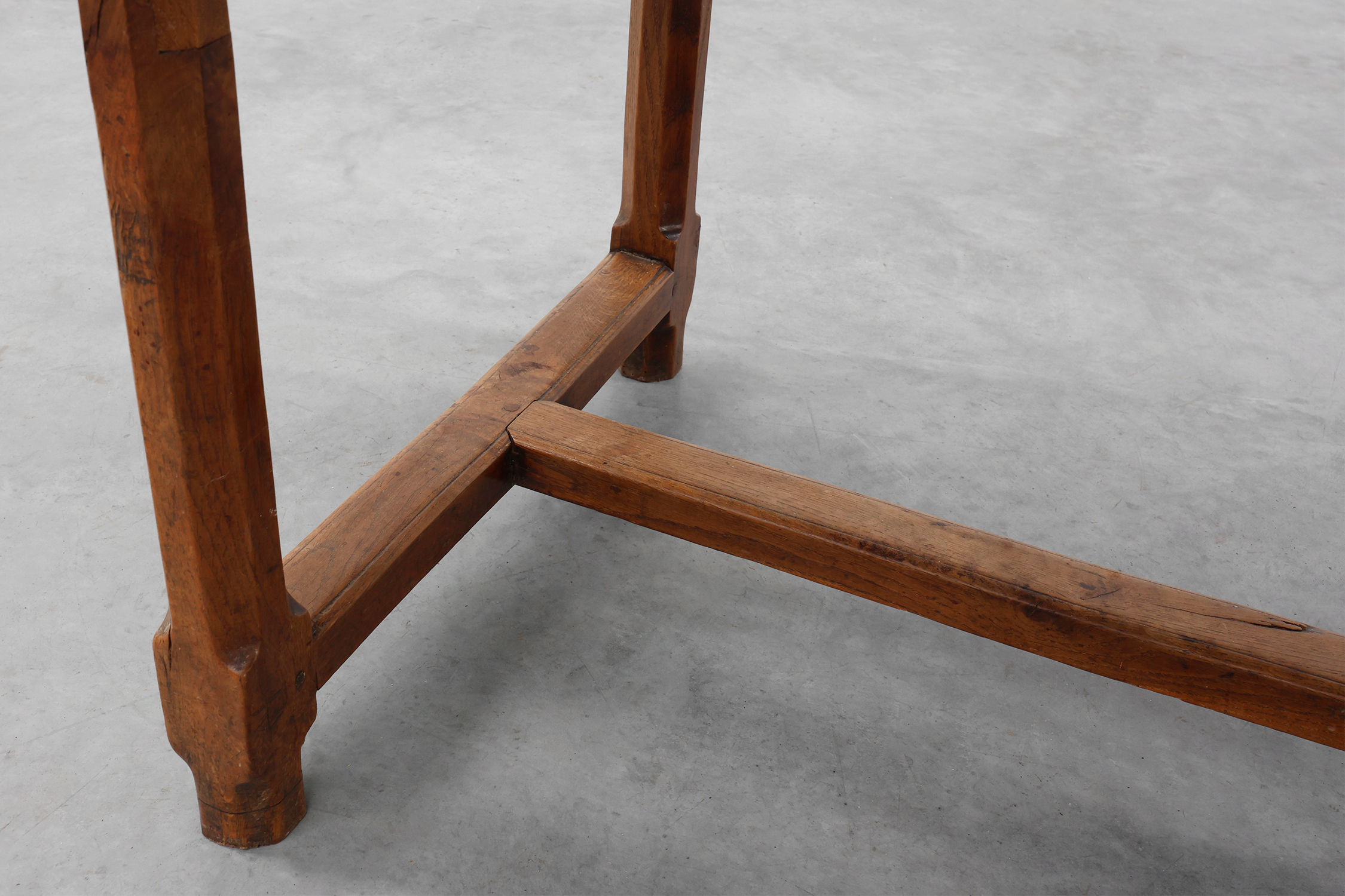 Rustic 19th century oak dinner table with drawers that open laterally, France ca. 1930thumbnail